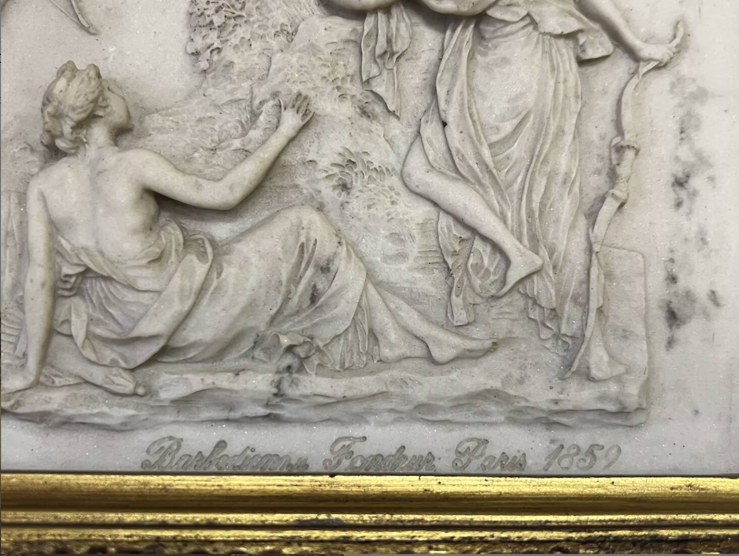 Marble bas-relief, Barbedienne Fondeur, Paris 1859