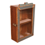 Burmese teak wall display case with original polychrome patina
