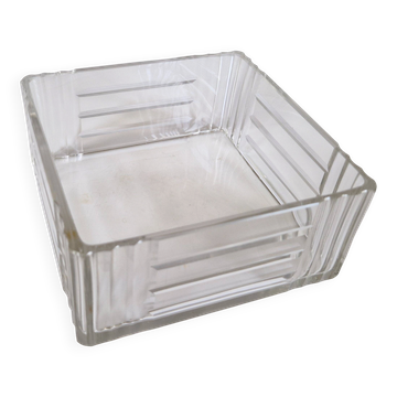 Moulded and sculpted crystal glass catchall circa 1960