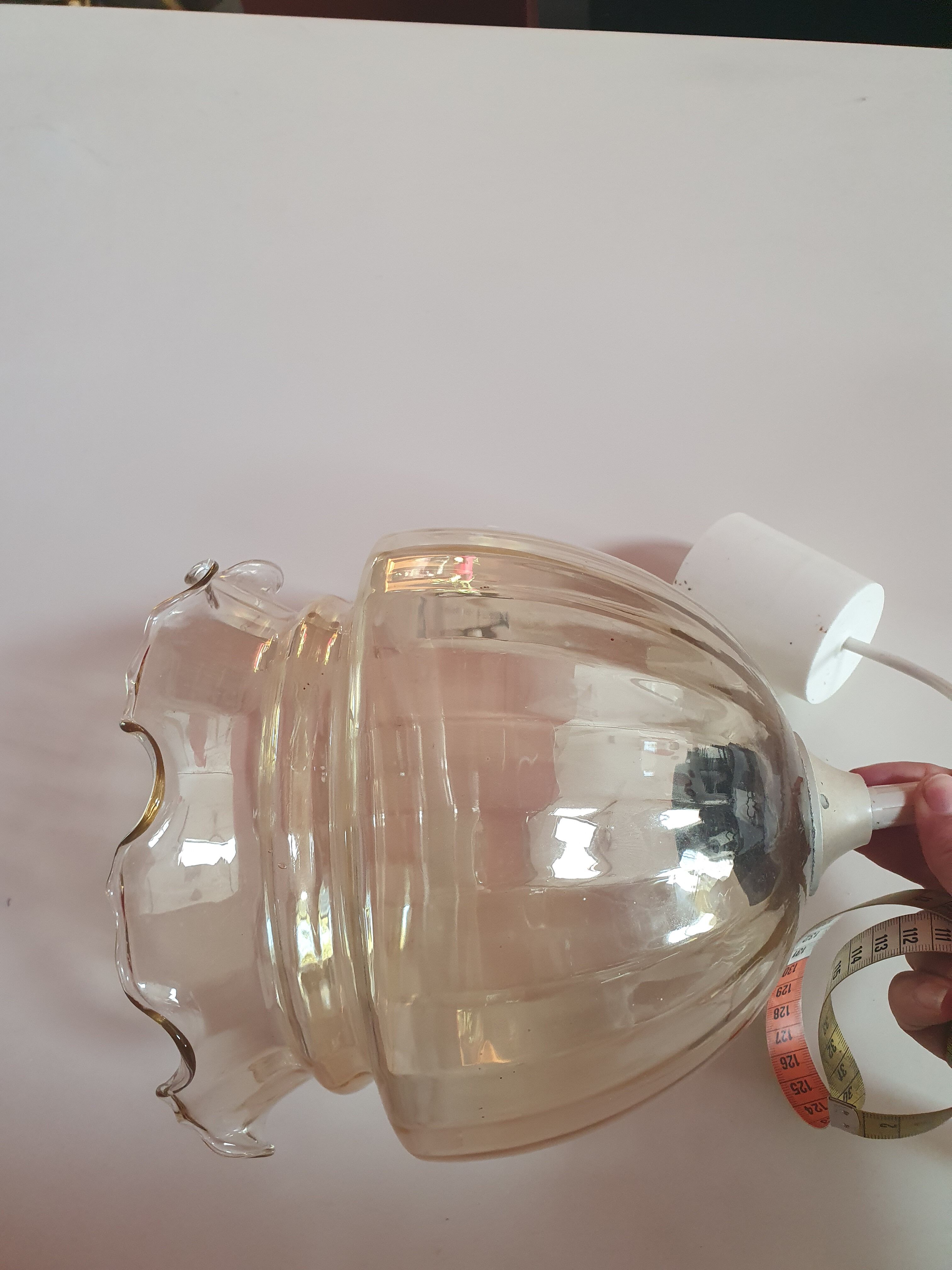 Hanging lamp vintage glass lightly smoked amber