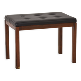 Vintage rosewood pouf with faux leather seat