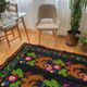 Vintage carpet in Romanian wool floral design and brown leaves 263x146cm
