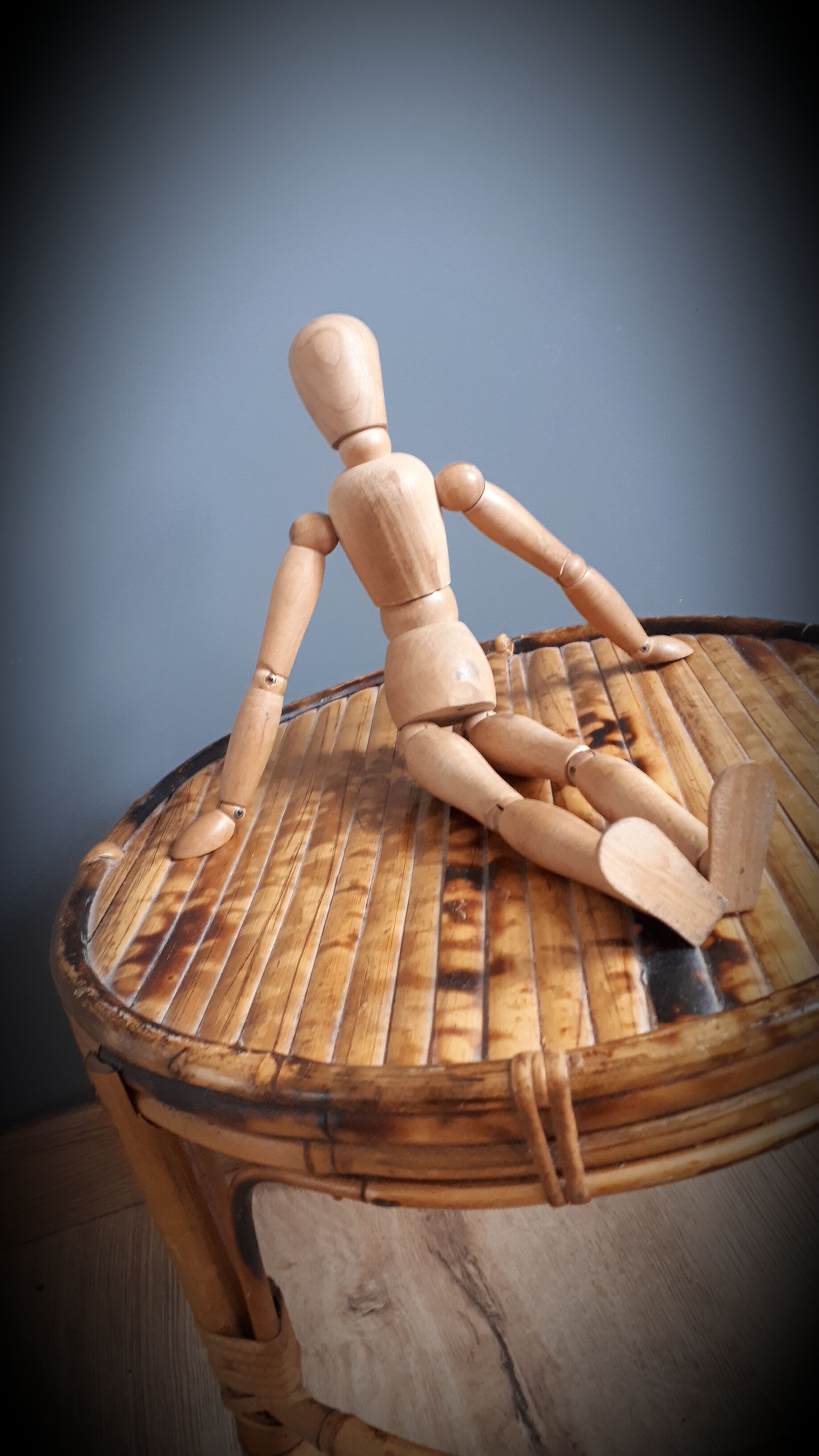 Bamboo stool under plant