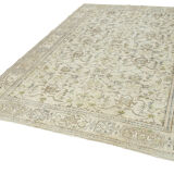 Handmade distressed oriental beige rug 202 cm x 296 cm