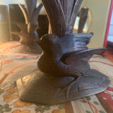 Carved wooden bird candlesticks - Black Forest