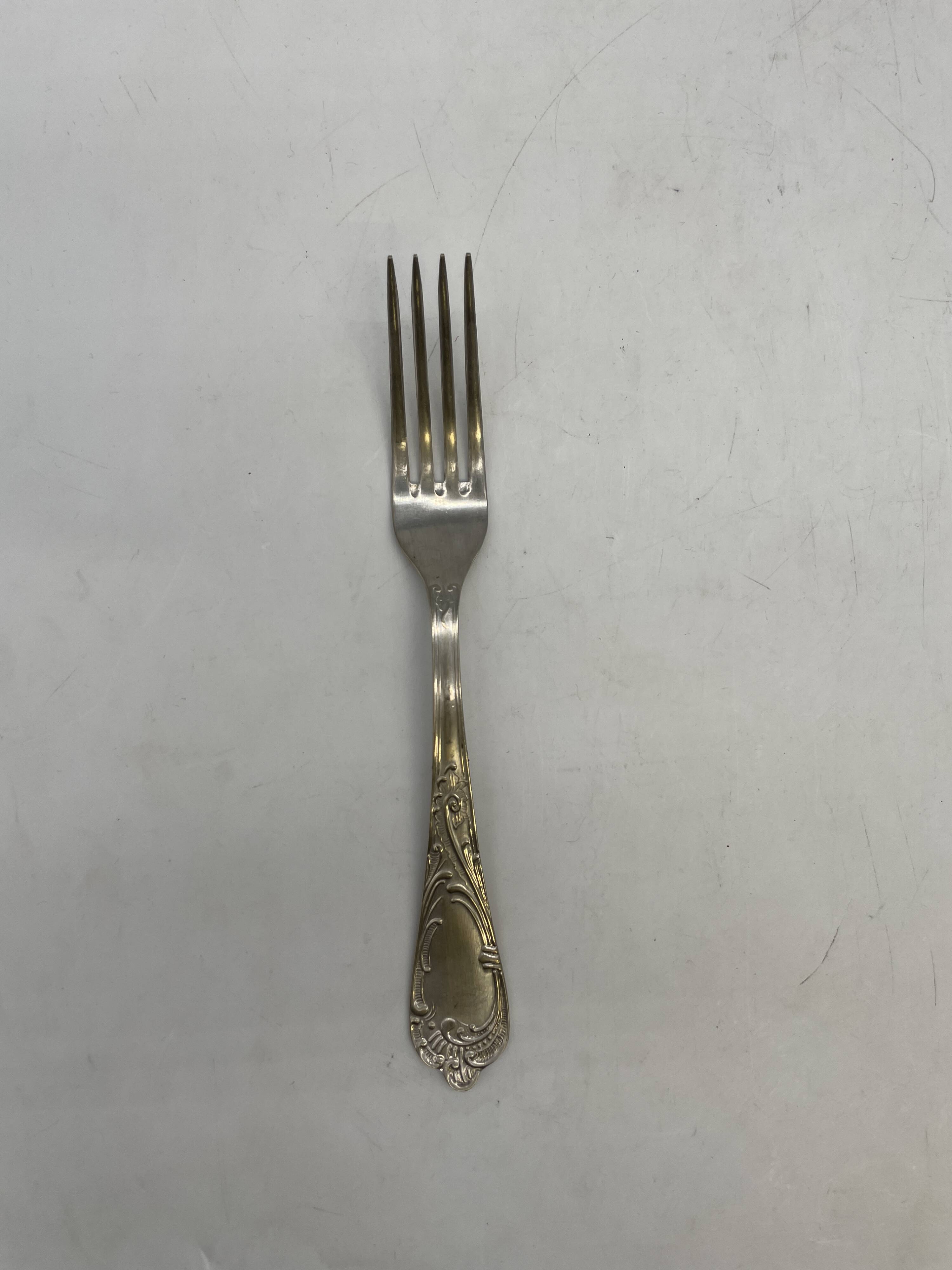 Lot of 10 soup spoons and 10 lunch forks, 800 silver.