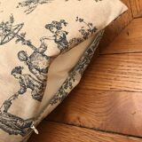 Blue jouy canvas square cushion