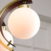 Mid-Century Modern Italian Brass and Opaline Chandelier