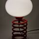 Vintage red lacquered spring lamp, 70s