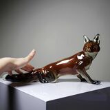 Large ceramic fox from St Clément, after Kraner, 1930s-50s.