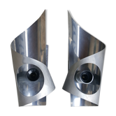 Pair Brushed aluminum wall light1970, space age, UFO