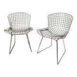 Pair of Harry Bertoia chair for Knoll vintage chrome steel 80s