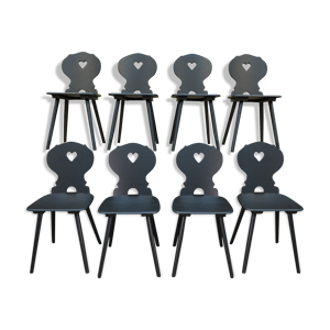 chaises vintages en hêtre 1950 patiné noir