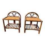 Pair of rattan/wicker bedside tables