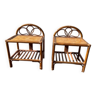 Pair of rattan/wicker bedside tables