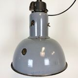 Industrial grey enamel hanging bauhaus lamp, 1930s