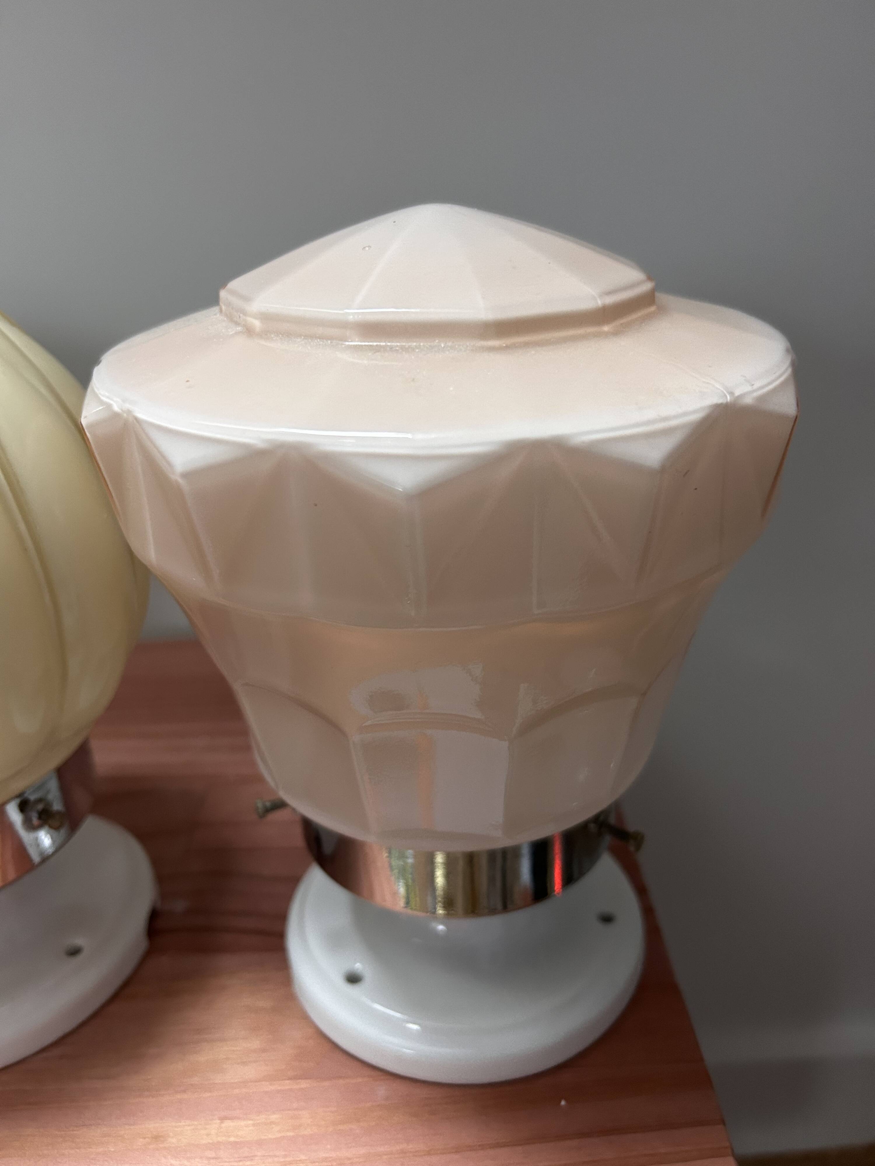 Set of three Thabur globe wall lights in pastel opaline
