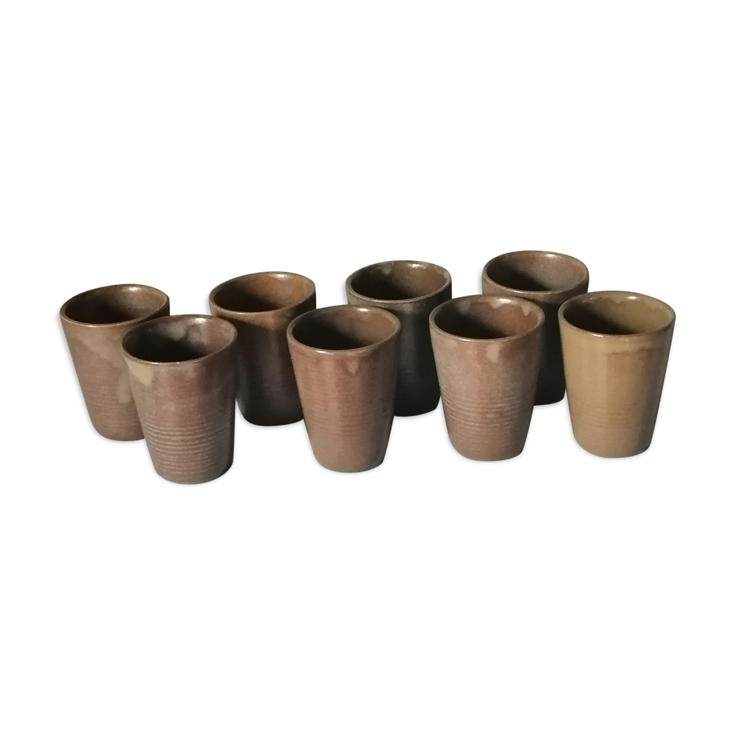 8 enamelled sandstone glasses