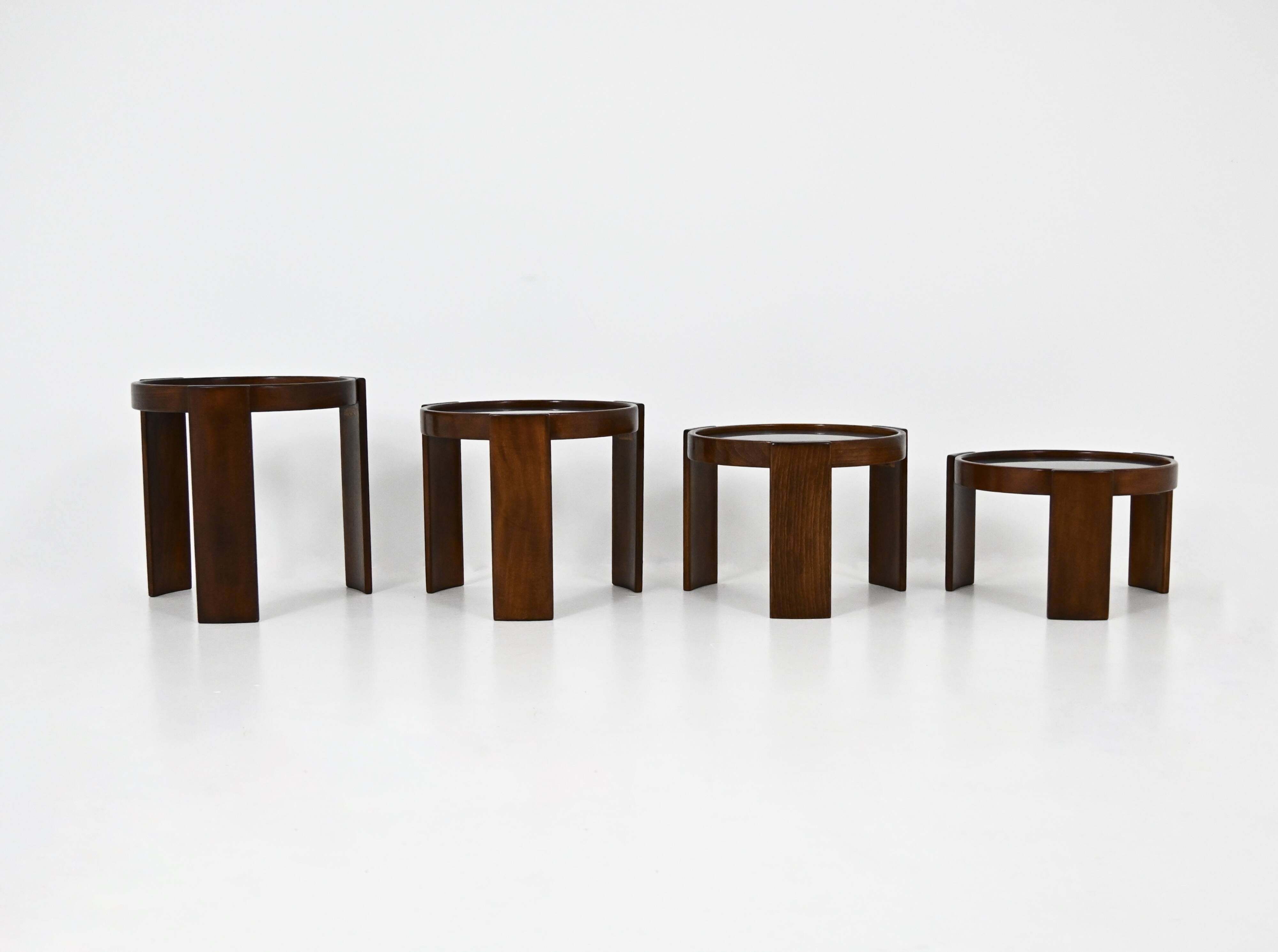Nest tables model 780, created by Gianfranco Frattini for Cassina, year