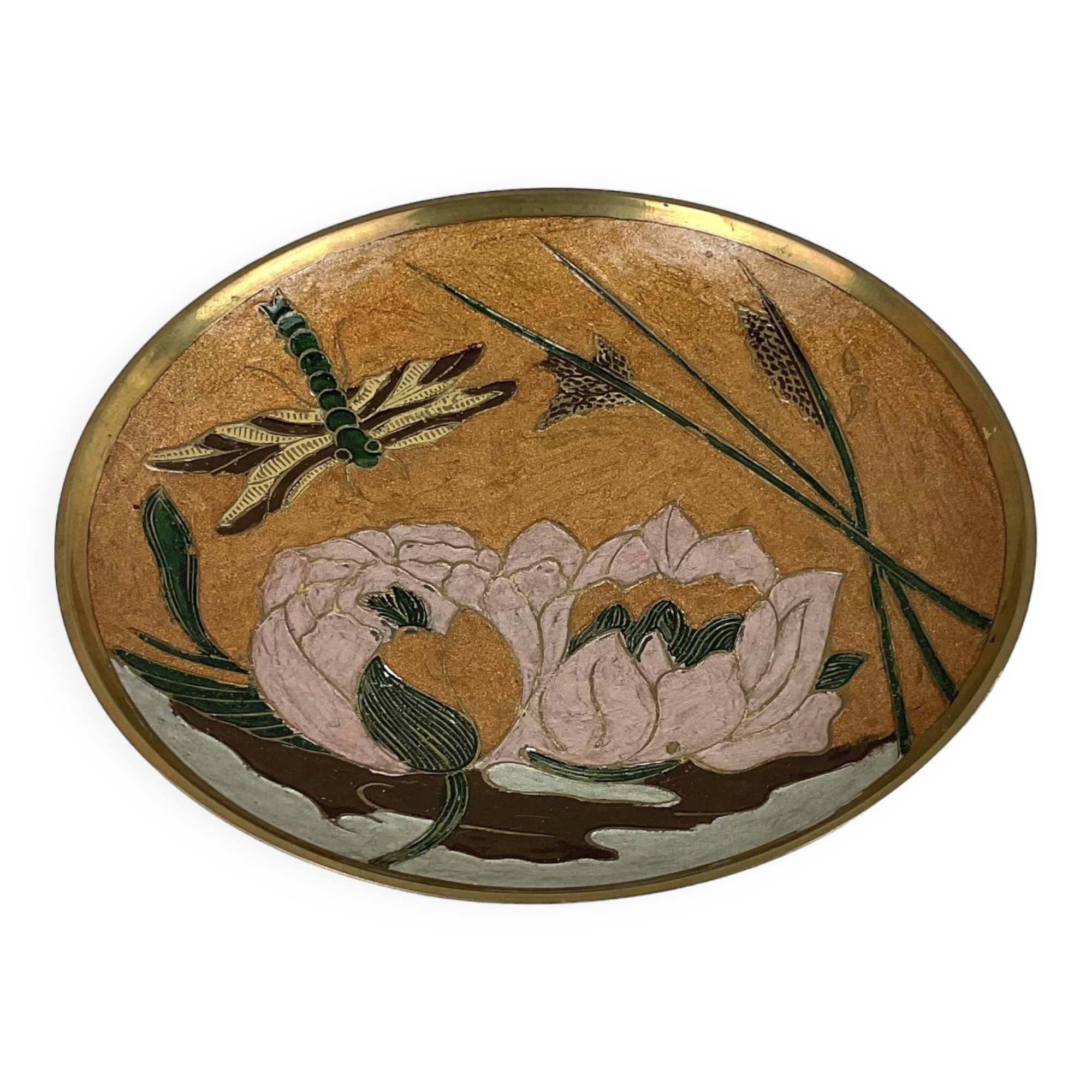 Cup/empty pocket in enameled brass on foot