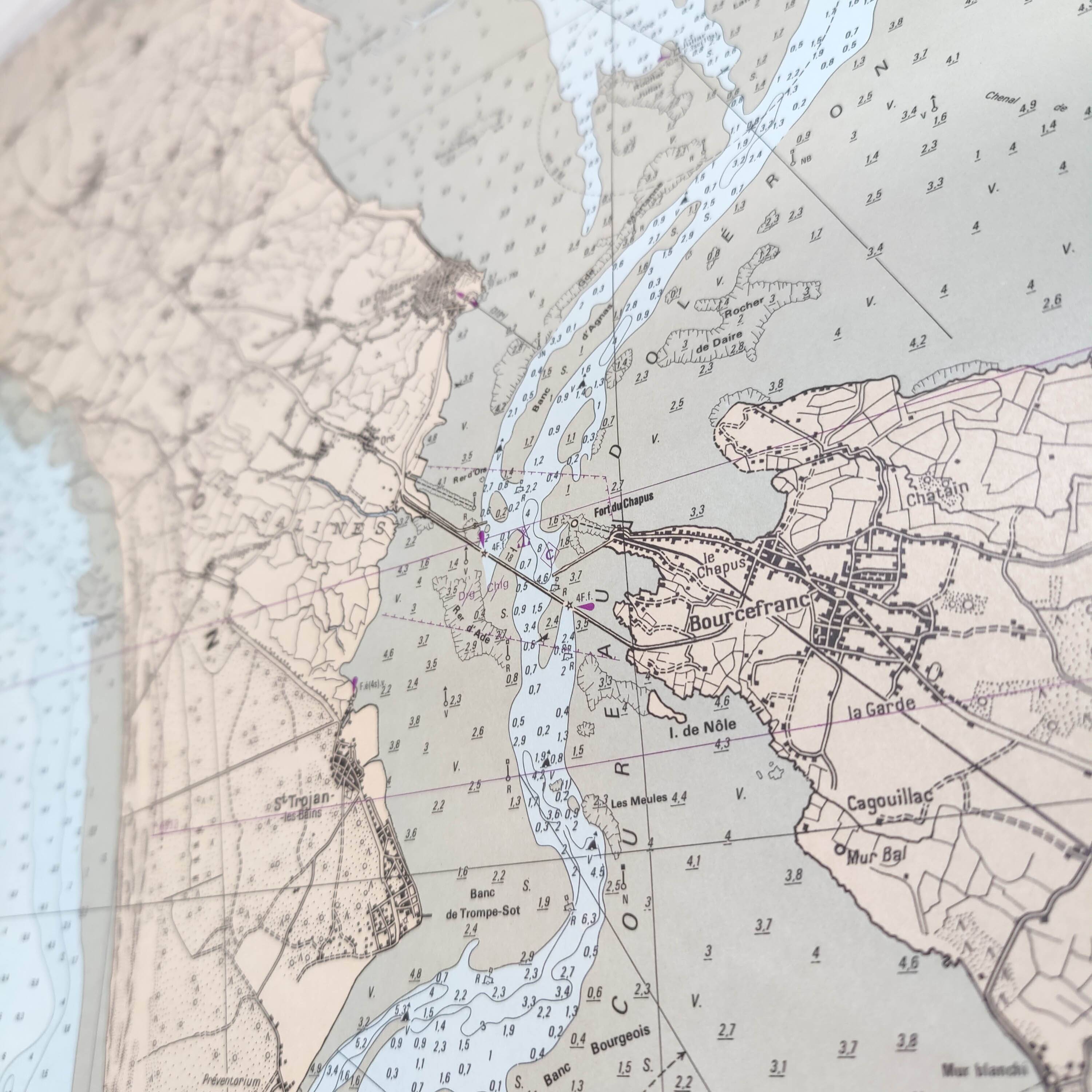 Map of Charente Maritime, Oléron Island, West Coast, France, 1976