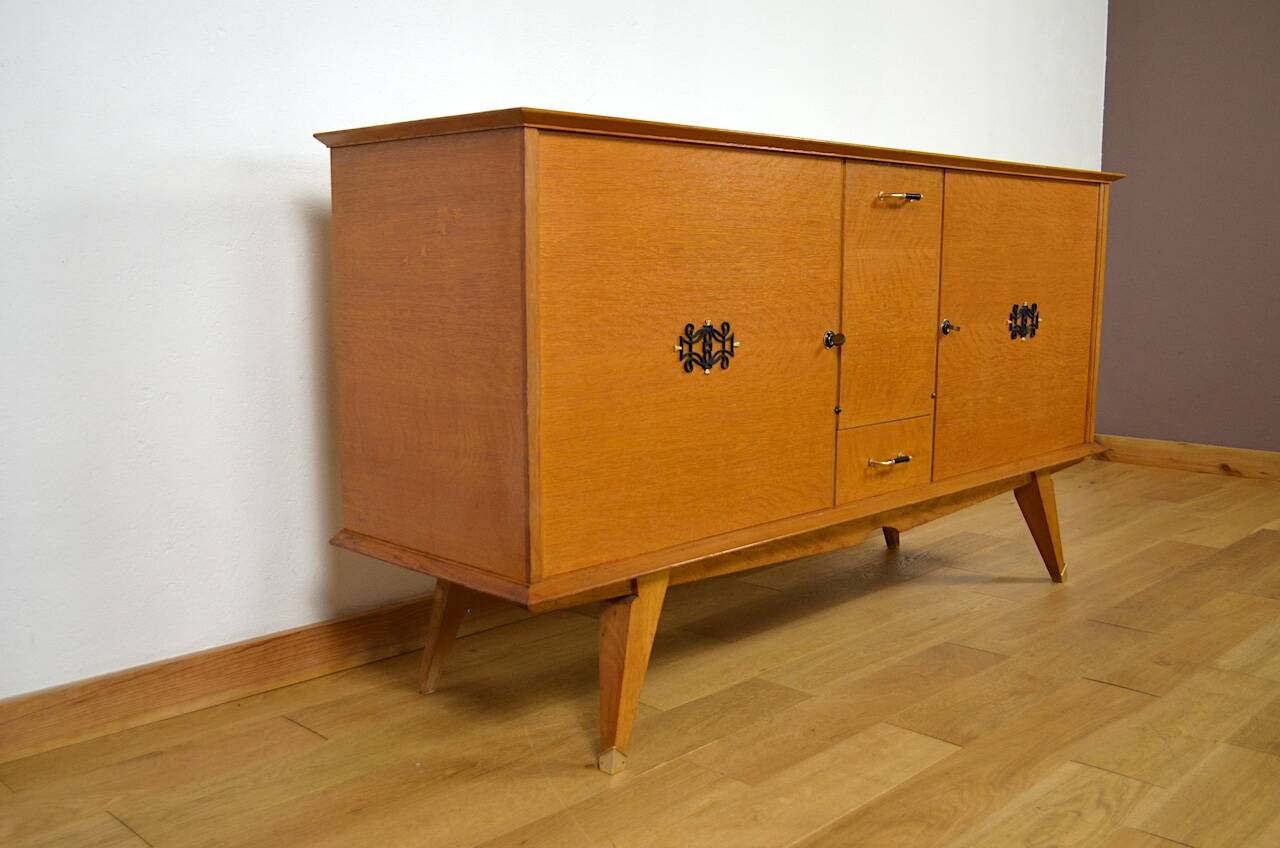 Vintage 1950/1960 Golden Oak Compass Leg Sideboard