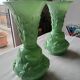Lot de 2 vases en verre opalin vert clair SAINT LOUIS