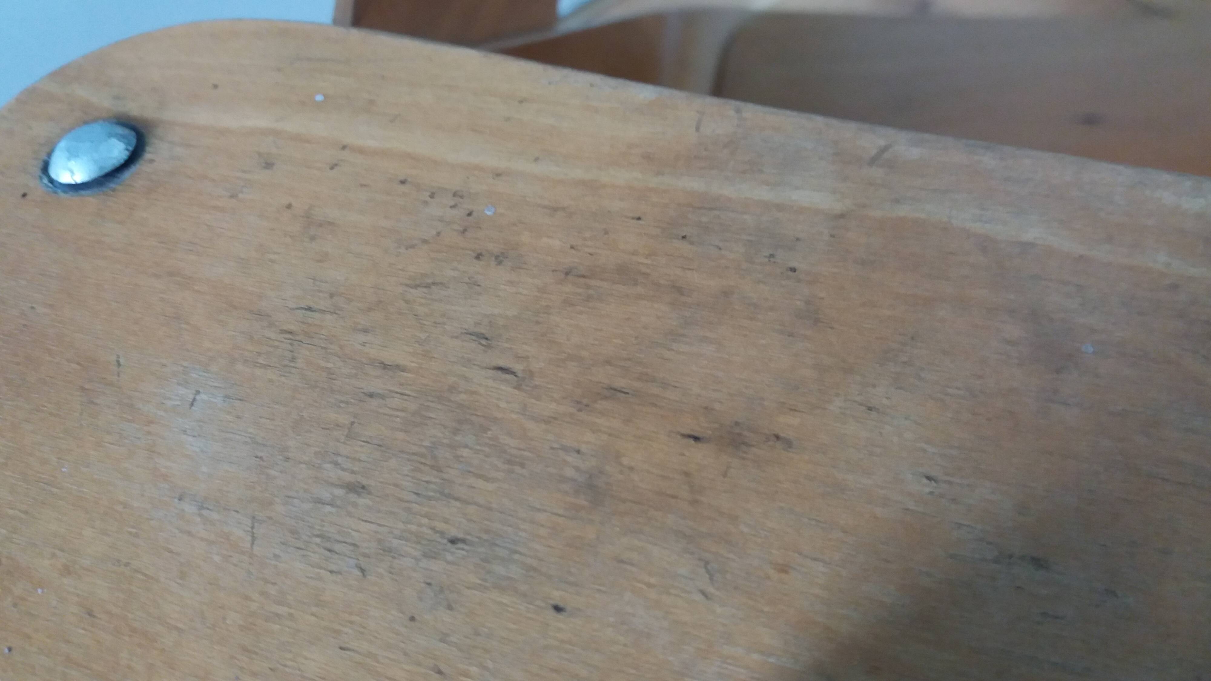 Baumann Baby Coquille children's armchair in bent wood with splayed legs.