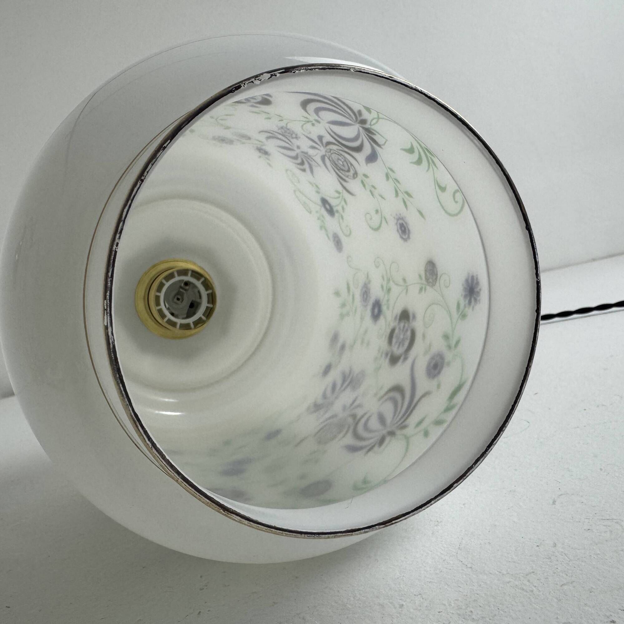 Ancienne grande suspension en opaline 1970 vintage