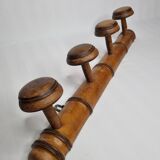 Wooden coat rack turned in imitation of bamboo, 4 hooks, 50 cm