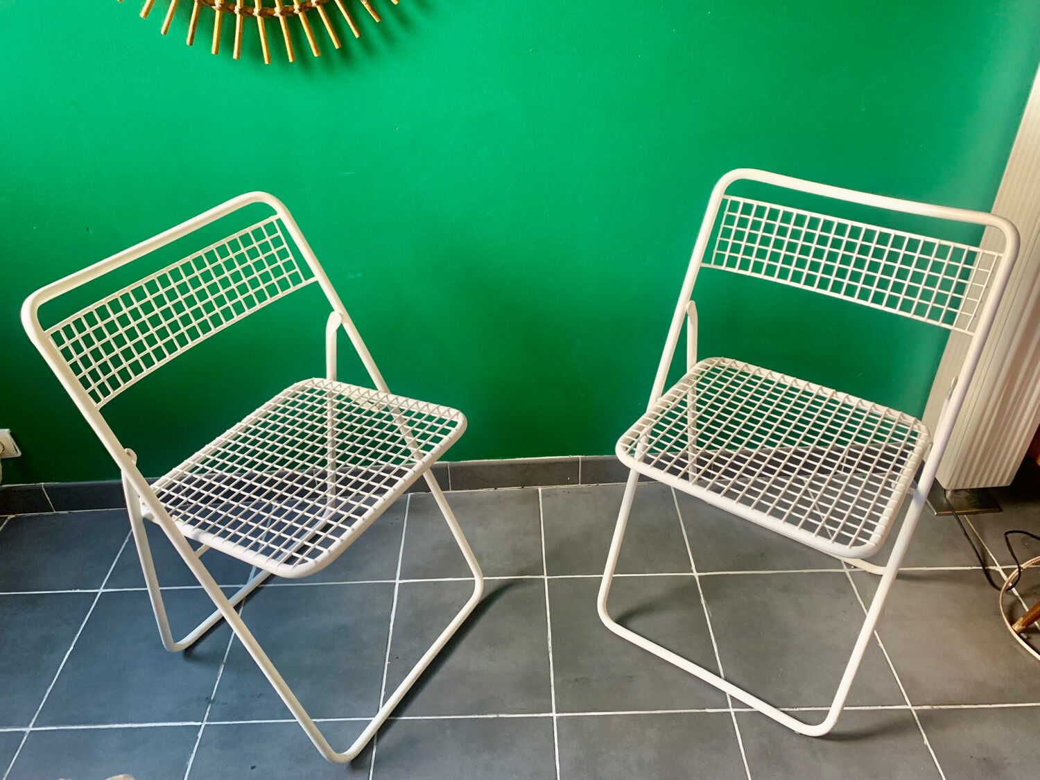 Series of 2 folding chairs signed Ému Italien