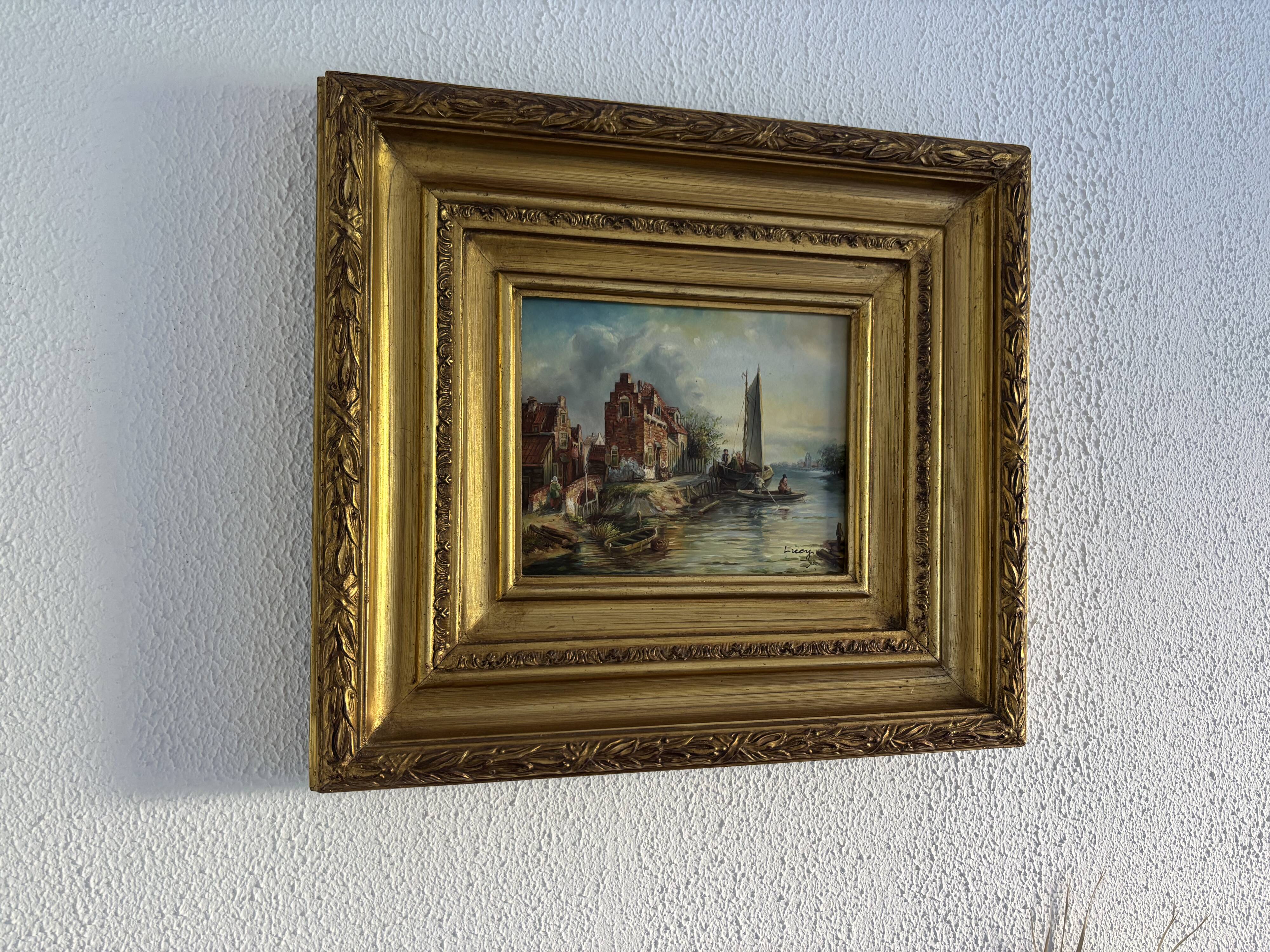 Oil painting seascape signed Lucy - 50 x 44 cm