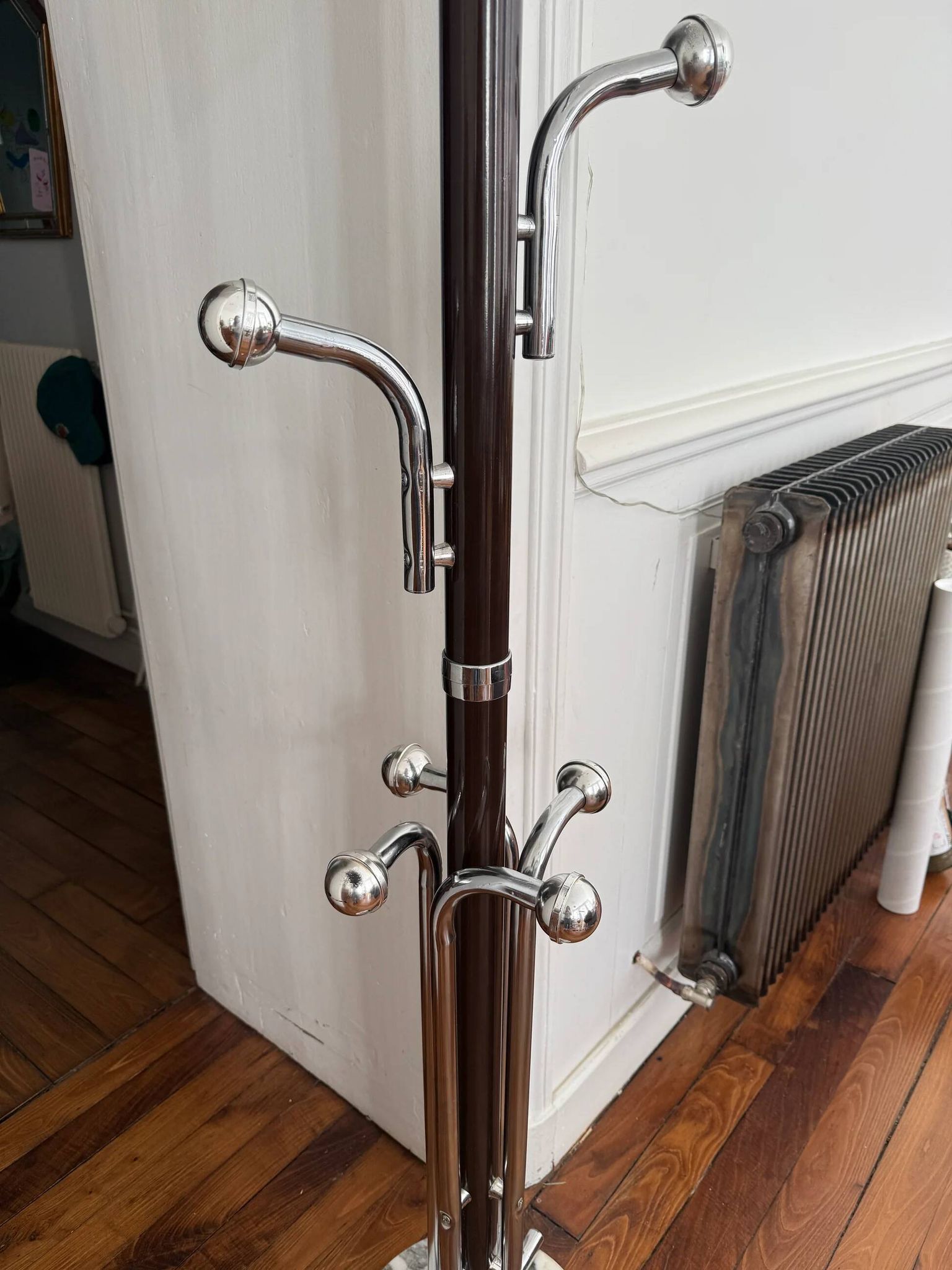 Metal coat rack with 12 hooks - 1970s