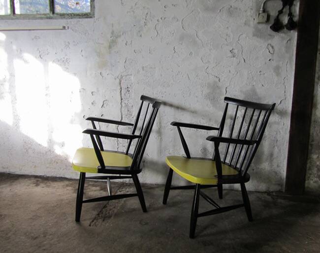 Set of 2 spindle back armchairs, Tapiovaara , Yngve Ekstrom style