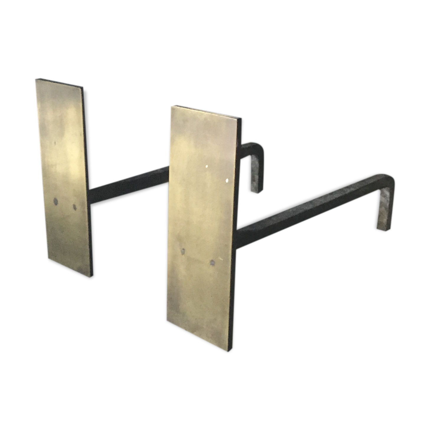 Pair of brass chenet