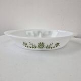 Glasbake usa hollow oven dish compartmented 2 parts vintage daisy green