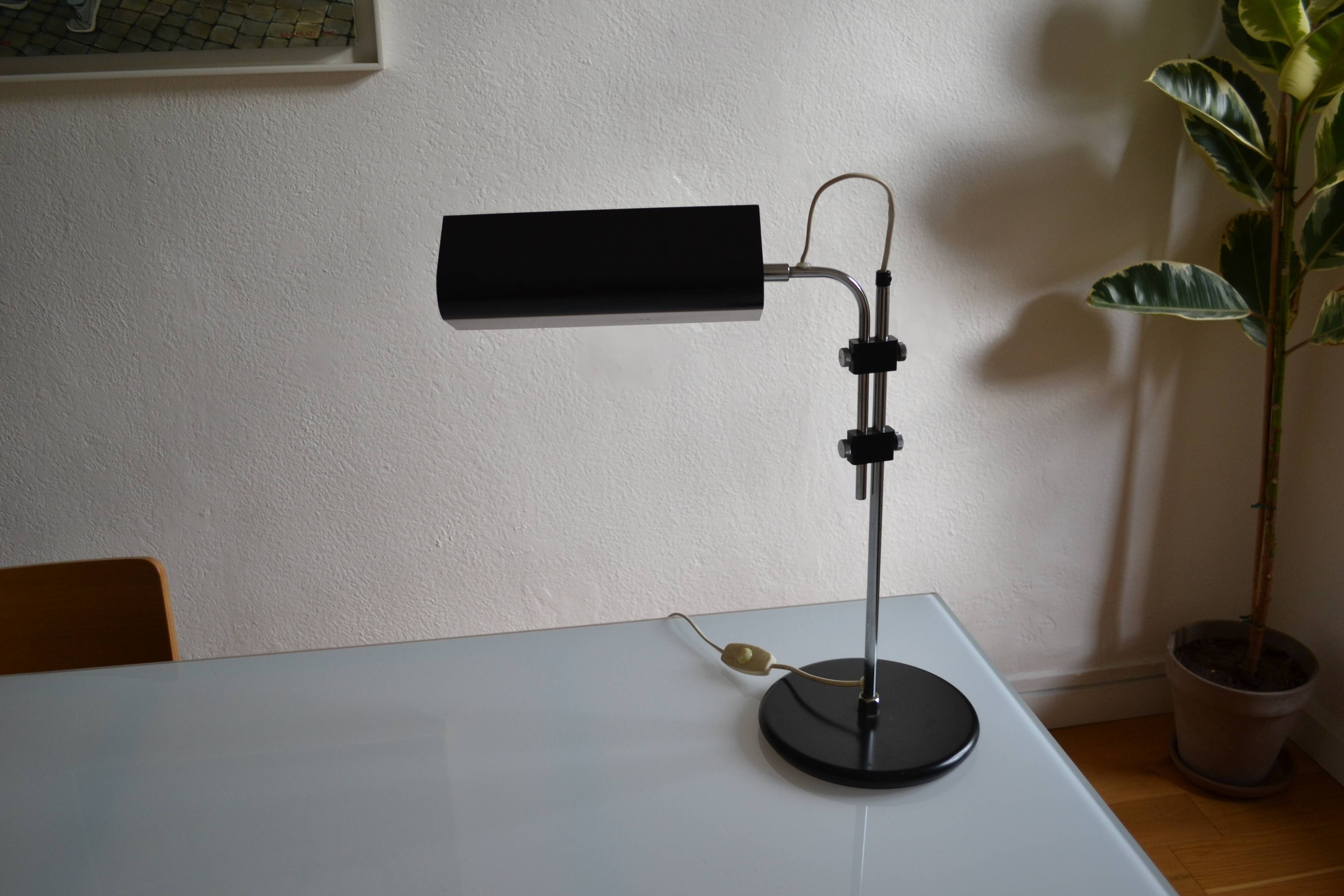 Vintage black modernist table lamp 50 1950 Bauhaus