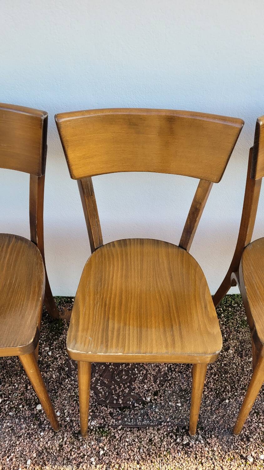 Series of 6 vintage old restaurant bistro chairs - 1950s