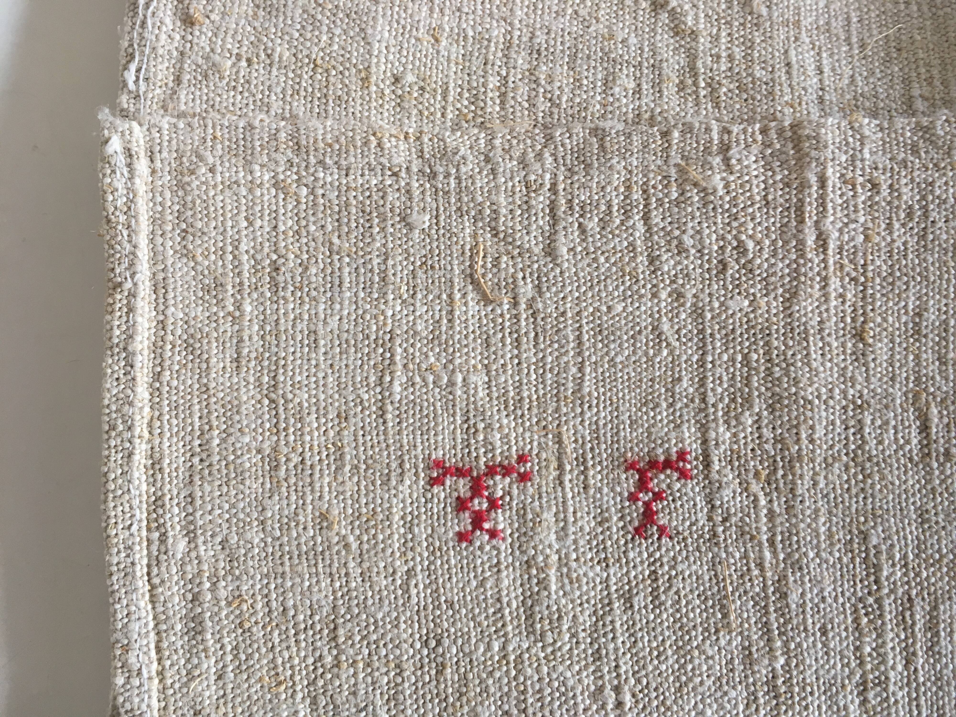 Raw hemp cloth table 19th L120cm