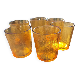 Set of 6 vintage amber shaking glass signed LEVER