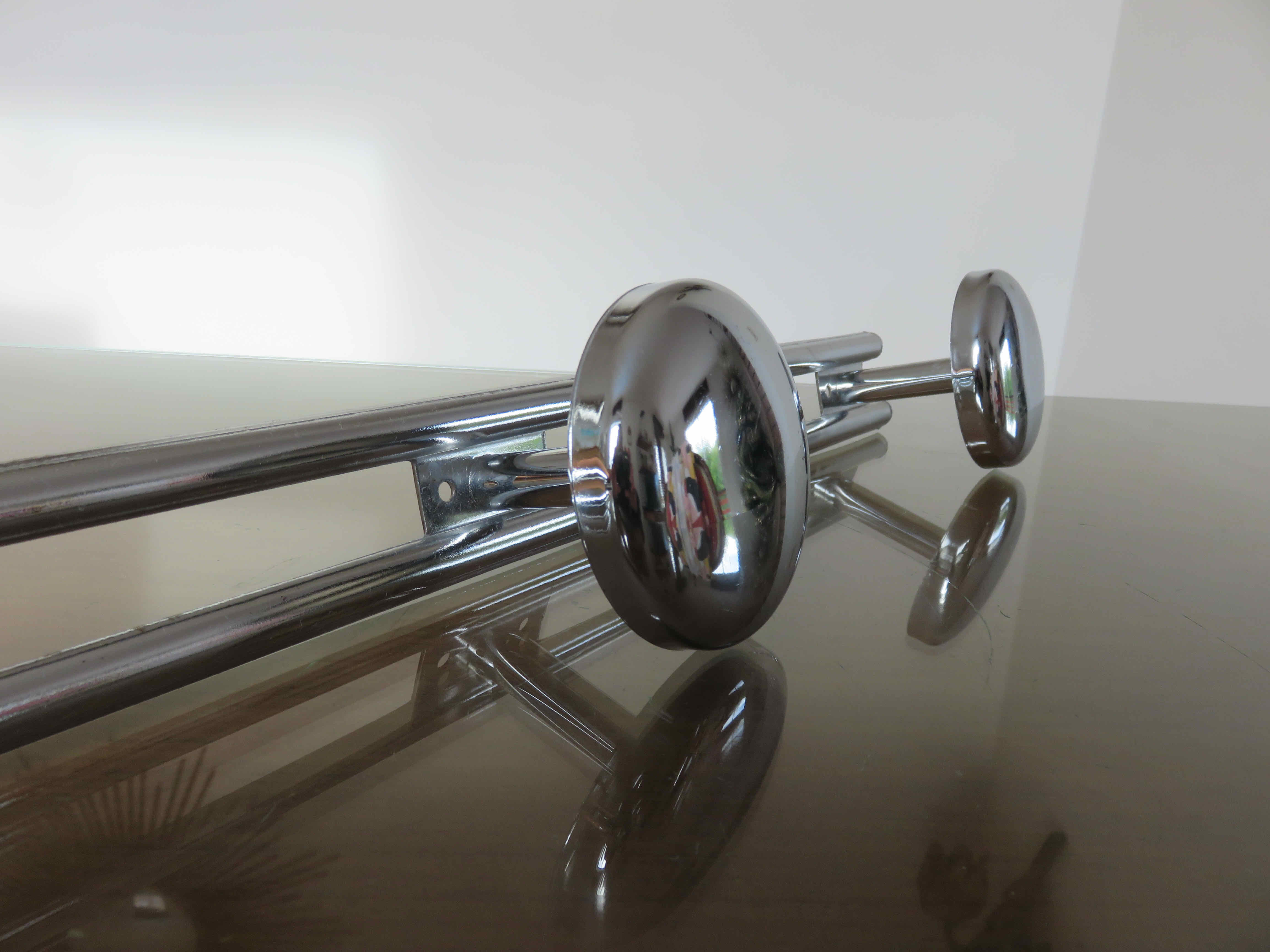 Coat rack in chromed steel 3 hooks 70s