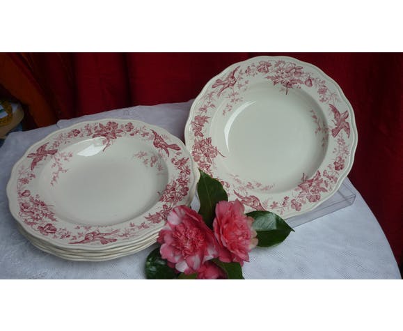 6 hollow plates English earthenware Cauldon England from the great depot E. Bourgeois