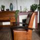 Fauteuil cuir et bois années 30 - art déco - marron