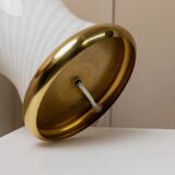 XXL Murano White Opaline Glass Table Lamp, 1970s Mid-Century Swirl, Mouth-Blown Italy