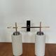 Pair of wall lights in gilded metal and opaline glass