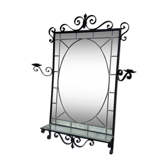 1950s wrought iron parclose mirror  90x114cm