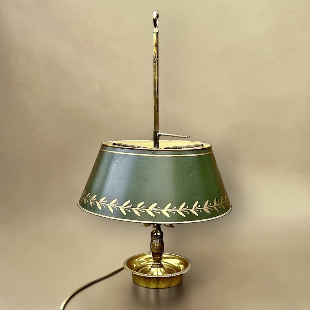 Three-light bouillotte lamp – Empire style – gilded brass