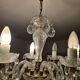 Suspension lustre ancien en verre taillé et pampilles – 6 bras