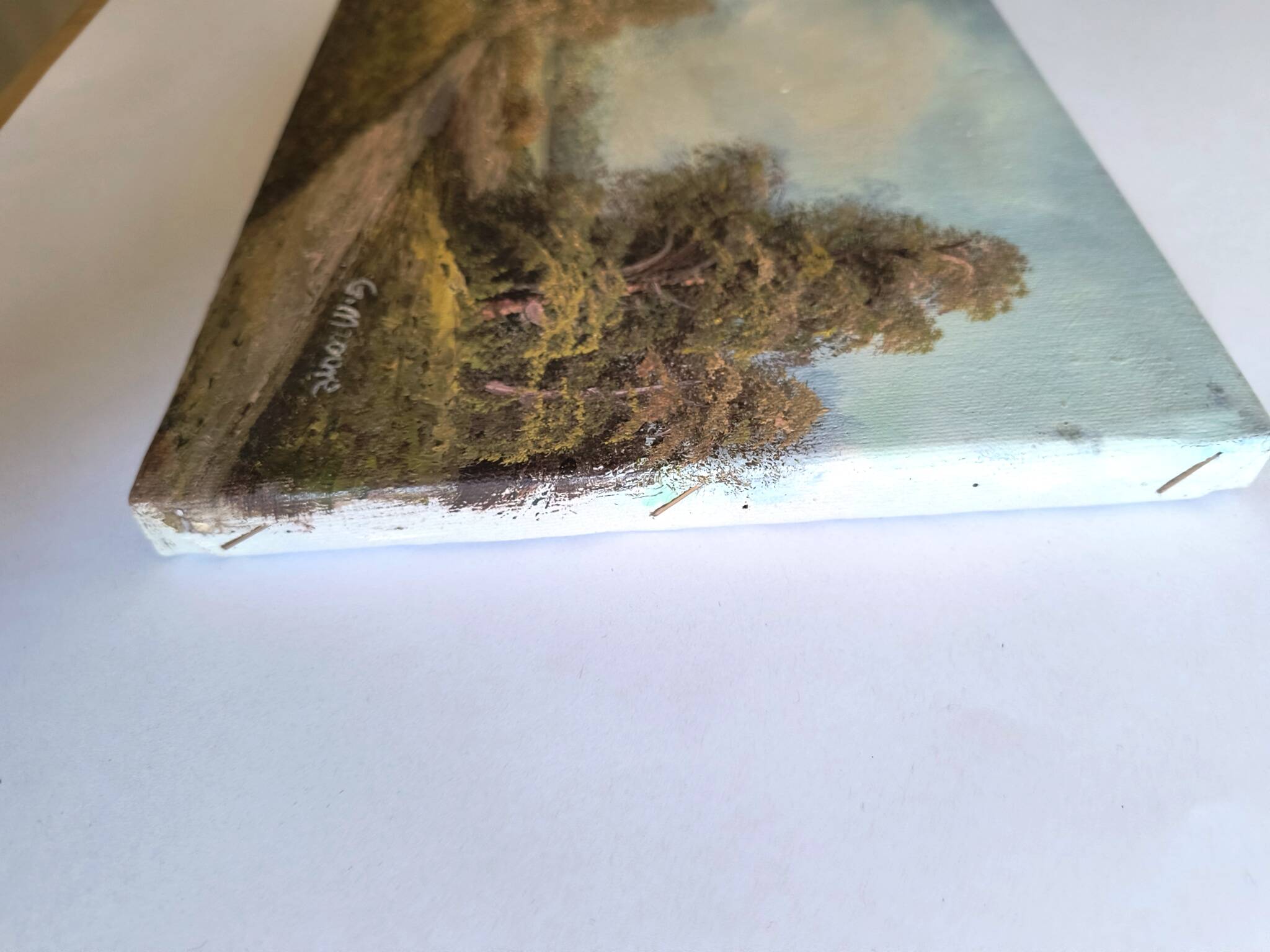 Antique oil painting. Country house - signed G. Monroe