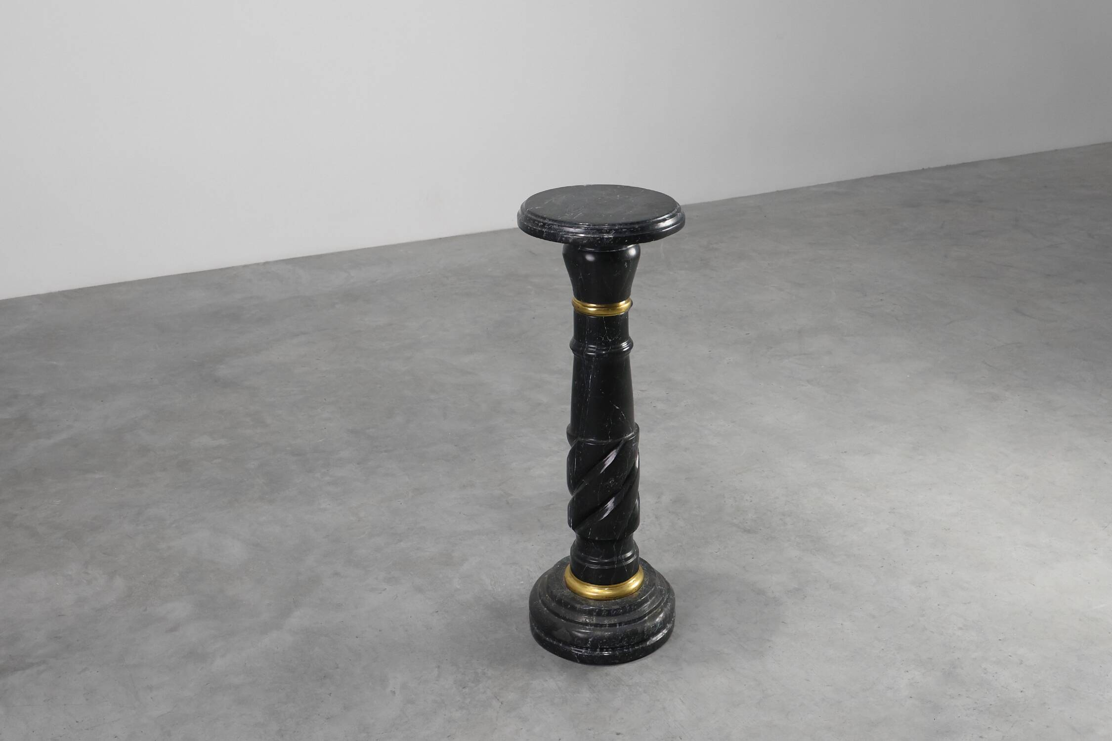 Antique Black Belgian Marble Column, France ca. 1900